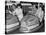 Racing Drivers Graham Hill and Jim Clark Enjoying a Dodgem Ride-null-Stretched Canvas