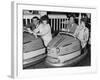 Racing Drivers Graham Hill and Jim Clark Enjoying a Dodgem Ride-null-Framed Photographic Print