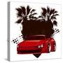Racing Grunge Shield with Red Sport Super Car-locote-Stretched Canvas