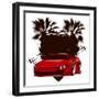 Racing Grunge Shield with Red Sport Super Car-locote-Framed Art Print