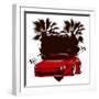 Racing Grunge Shield with Red Sport Super Car-locote-Framed Art Print