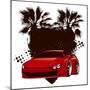 Racing Grunge Shield with Red Sport Super Car-locote-Mounted Art Print