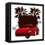 Racing Grunge Shield with Red Sport Super Car-locote-Framed Stretched Canvas