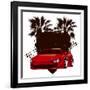 Racing Grunge Shield with Red Sport Super Car-locote-Framed Art Print