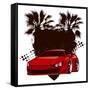 Racing Grunge Shield with Red Sport Super Car-locote-Framed Stretched Canvas