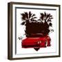 Racing Grunge Shield with Red Sport Super Car-locote-Framed Premium Giclee Print