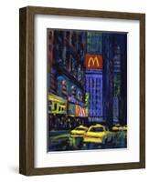 Racing Taxis at Night, New York City-Patti Mollica-Framed Premium Giclee Print