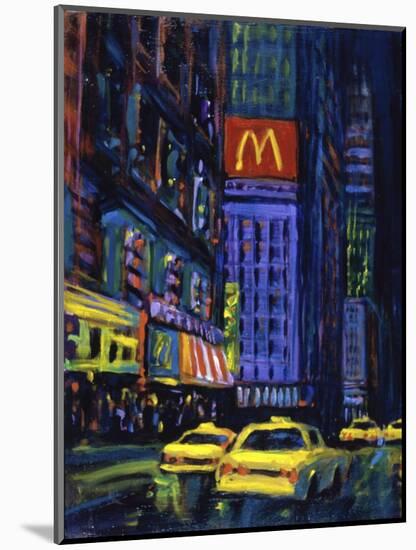 Racing Taxis at Night, New York City-Patti Mollica-Mounted Premium Giclee Print