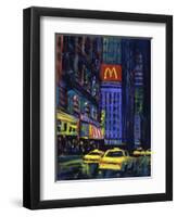 Racing Taxis at Night, New York City-Patti Mollica-Framed Giclee Print