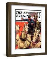 "Racing to the Fire," Saturday Evening Post Cover, January 12, 1935-Maurice Bower-Framed Giclee Print