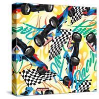 Racing with Checkered Flag Seamless Pattern-Adam Fahey-Stretched Canvas