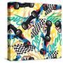 Racing with Checkered Flag Seamless Pattern-Adam Fahey-Stretched Canvas