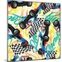 Racing with Checkered Flag Seamless Pattern-Adam Fahey-Mounted Art Print