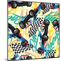 Racing with Checkered Flag Seamless Pattern-Adam Fahey-Mounted Art Print