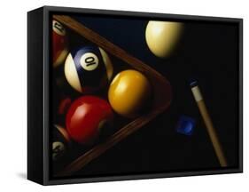 Rack of Pool Balls with Chalk and Cue-Ernie Friedlander-Framed Stretched Canvas