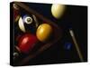 Rack of Pool Balls with Chalk and Cue-Ernie Friedlander-Stretched Canvas