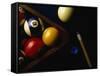 Rack of Pool Balls with Chalk and Cue-Ernie Friedlander-Framed Stretched Canvas