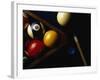 Rack of Pool Balls with Chalk and Cue-Ernie Friedlander-Framed Photographic Print