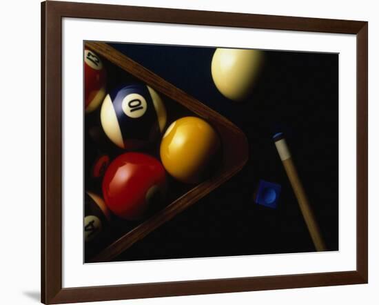 Rack of Pool Balls with Chalk and Cue-Ernie Friedlander-Framed Photographic Print