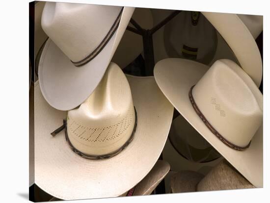 Rack with Assortment of Stylish Mexican Hats, Puerto Vallarta, Mexico-Nancy & Steve Ross-Stretched Canvas