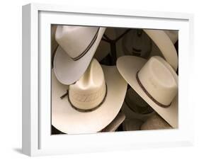 Rack with Assortment of Stylish Mexican Hats, Puerto Vallarta, Mexico-Nancy & Steve Ross-Framed Photographic Print