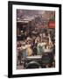 Racks of Dresses Steered by Pushboys Along Crowded Sidewalks in Garment District-null-Framed Photographic Print