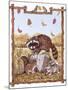 Racoon, Squirrel and Rabbit with Fall Leaves-Wendy Edelson-Mounted Giclee Print