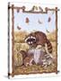 Racoon, Squirrel and Rabbit with Fall Leaves-Wendy Edelson-Stretched Canvas