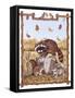 Racoon, Squirrel and Rabbit with Fall Leaves-Wendy Edelson-Framed Stretched Canvas