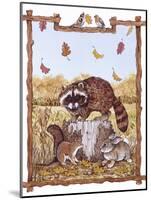 Racoon, Squirrel and Rabbit with Fall Leaves-Wendy Edelson-Mounted Giclee Print