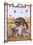 Racoon, Squirrel and Rabbit with Fall Leaves-Wendy Edelson-Stretched Canvas