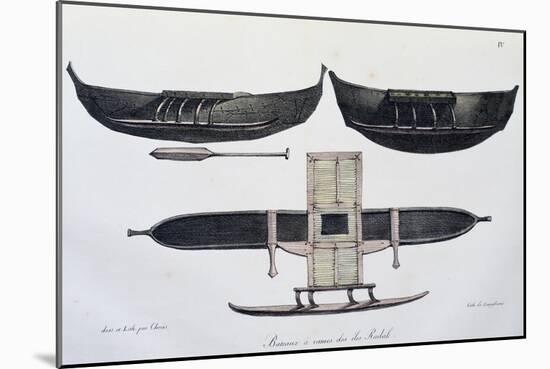 Radak Islands Rowing Boats by Ludwig Choris (1795-1828)-null-Mounted Giclee Print