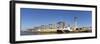 Radar tower and ship of the river police at the Geeste (river), Bremerhaven, Bremen, Germany-Torsten Krüger-Framed Photographic Print