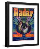 Radar Vegetable Label - Phoenix, AZ-Lantern Press-Framed Art Print