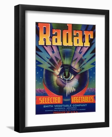 Radar Vegetable Label - Phoenix, AZ-Lantern Press-Framed Art Print