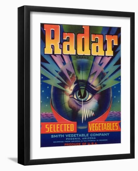 Radar Vegetable Label - Phoenix, AZ-Lantern Press-Framed Art Print