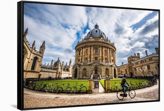 Radcliffe Camera with Cyclist, Oxford, Oxfordshire, England, United Kingdom, Europe-John Alexander-Framed Stretched Canvas