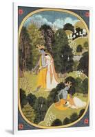 Radha and Krishna Walking in a Grove, Kangra, Himachal Pradesh, 1820-25-null-Framed Giclee Print