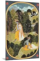 Radha and Krishna Walking in a Grove, Kangra, Himachal Pradesh, 1820-25-null-Mounted Giclee Print