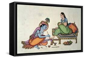 Radha and Krishna-Indian School-Framed Stretched Canvas