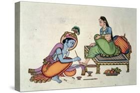 Radha and Krishna-Indian School-Stretched Canvas