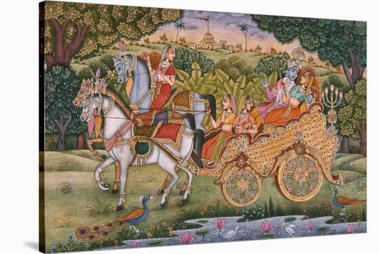 Radha and Krishna-Indian School-Stretched Canvas