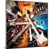 Radial Electric Guitar Layout-null-Mounted Art Print