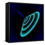 Radial Sonar Waves from Blue Ray in the Dark-Swill Klitch-Framed Stretched Canvas