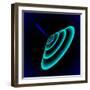 Radial Sonar Waves from Blue Ray in the Dark-Swill Klitch-Framed Art Print