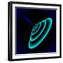 Radial Sonar Waves from Blue Ray in the Dark-Swill Klitch-Framed Art Print