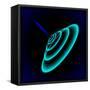 Radial Sonar Waves from Blue Ray in the Dark-Swill Klitch-Framed Stretched Canvas