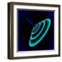 Radial Sonar Waves from Blue Ray in the Dark-Swill Klitch-Framed Art Print