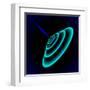 Radial Sonar Waves from Blue Ray in the Dark-Swill Klitch-Framed Art Print