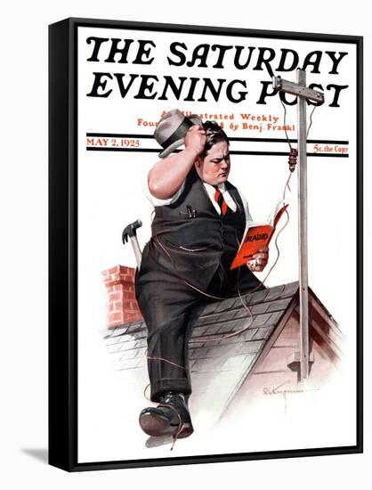 "Radio Antennae," Saturday Evening Post Cover, May 2, 1925-Robert C. Kauffmann-Framed Stretched Canvas